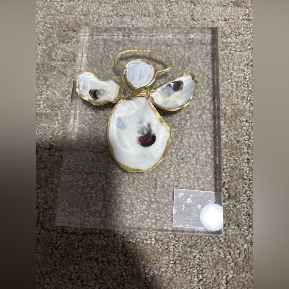 Mud Pie Acrylic Angel Oyster Plaque 7x5”